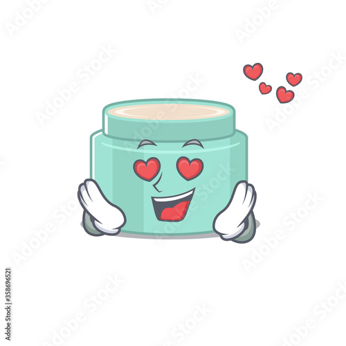 Romantic lipbalm cartoon character has a falling in love eyes