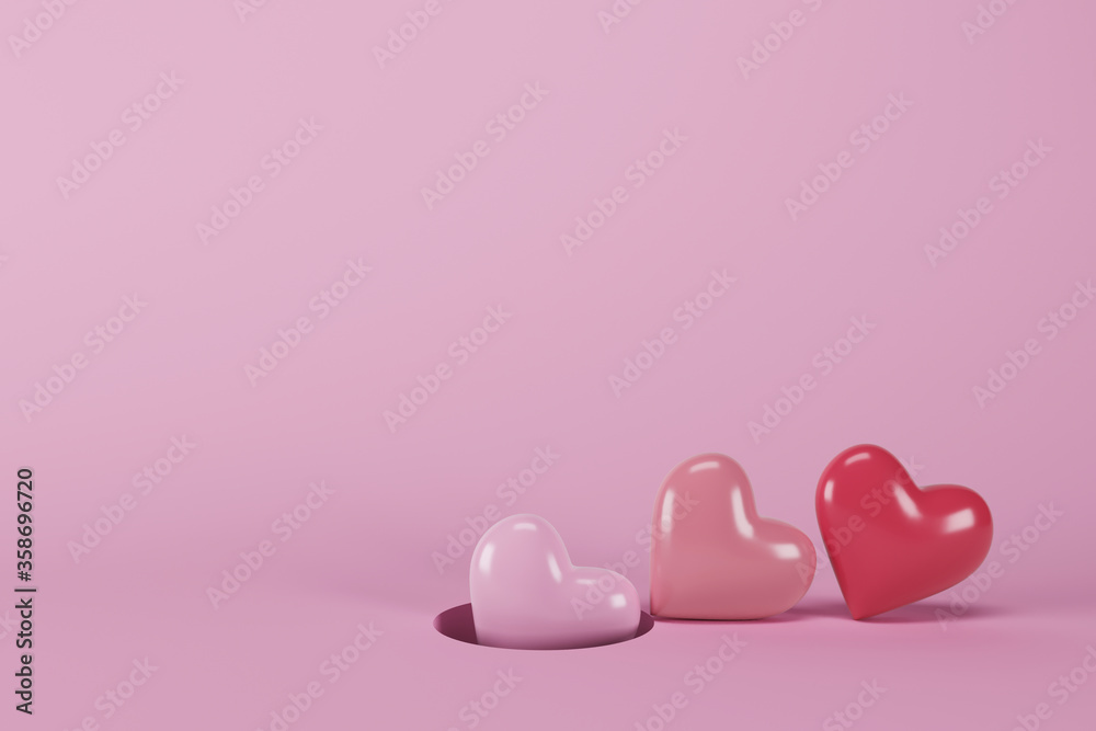 pink hearts on pink background
