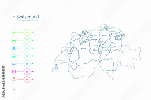 switzerland map. detailed e...
