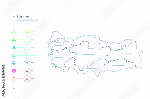 turkey map. detailed europe...