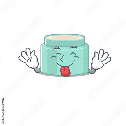 Funny lipbalm cartoon design with tongue out face