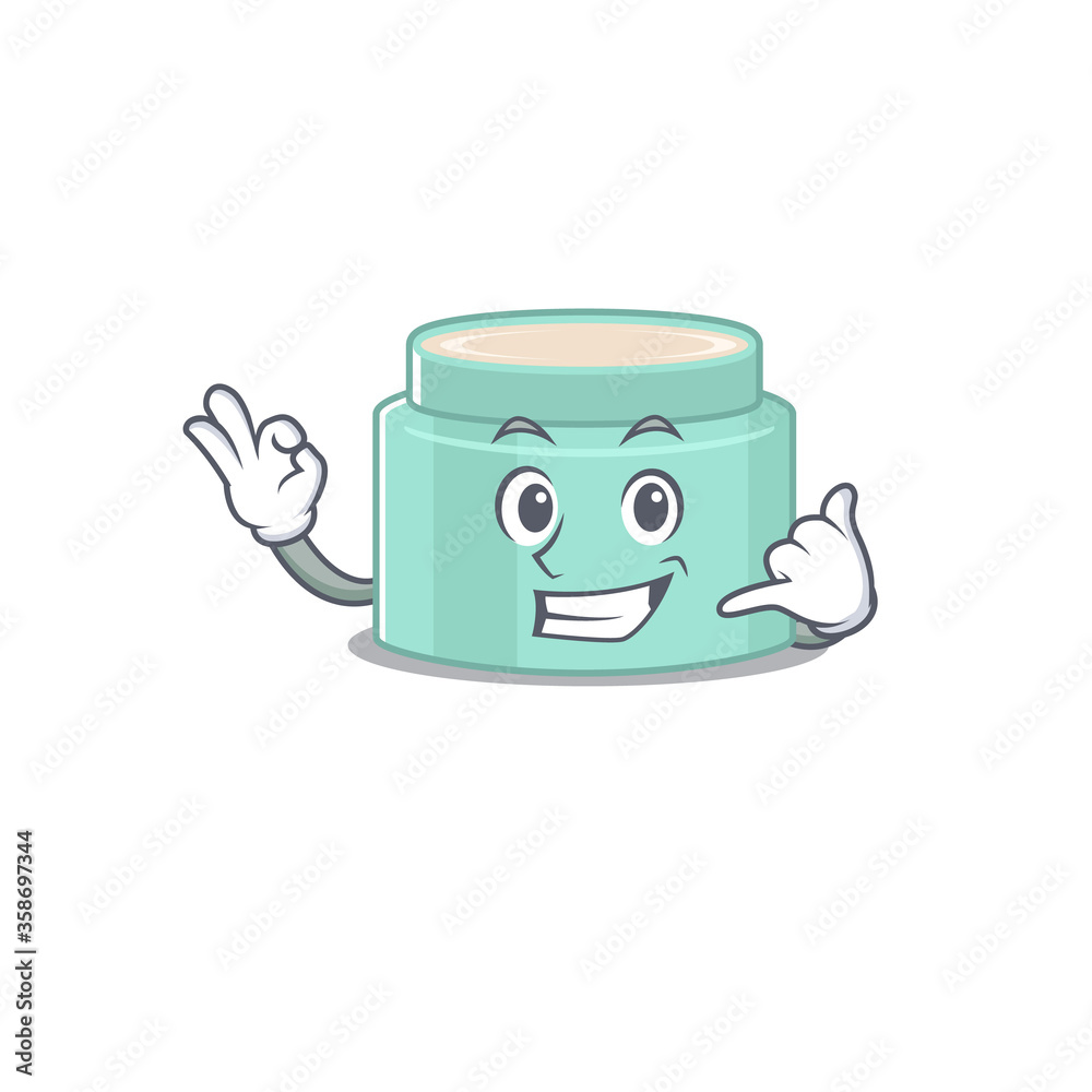 Caricature design of lipbalm showing call me funny gesture Caricature design of lipbalm showing call me funny gesture