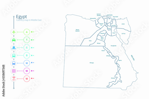 egypt map. detailed middle ...