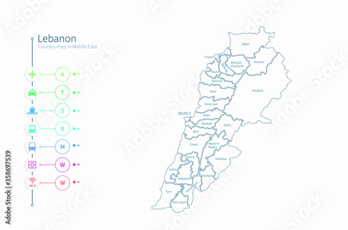lebanon map. detailed middl...