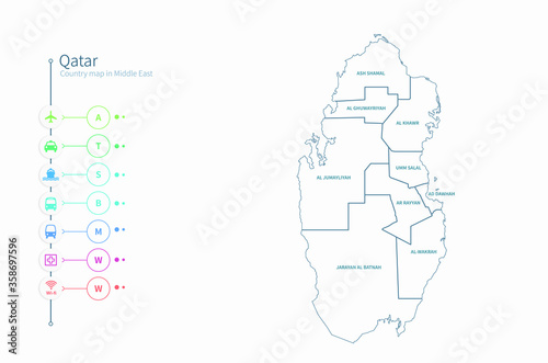 qatar map. detailed middle ...