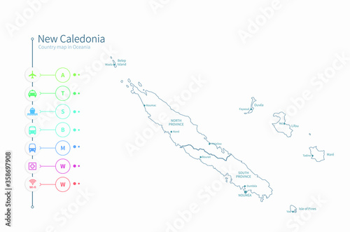 new caledonia map. detailed...