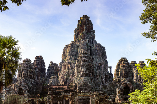 It's Part of Bayon, Khmer temple at Angkor in Cambodia. Official state temple of the Mahayana Buddhist King Jayavarman VII