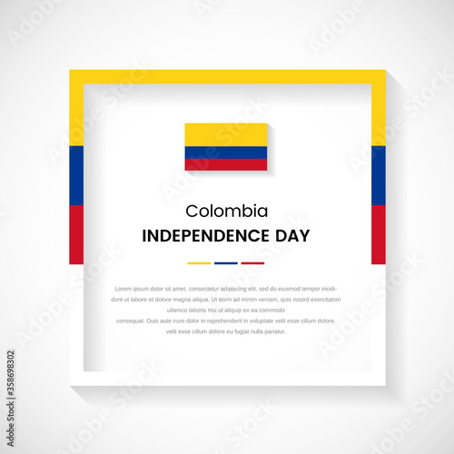 Abstract Colombia flag square frame stock illustration. Creative country frame with text for Independence day of Colombia