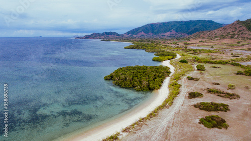 Aerial view of Kertasari Beach in West Sumbawa, Indonesia