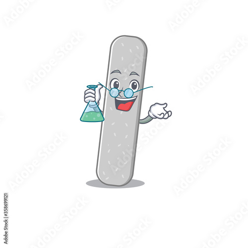 Super Genius Professor of emery boards Caricature character working on a lab