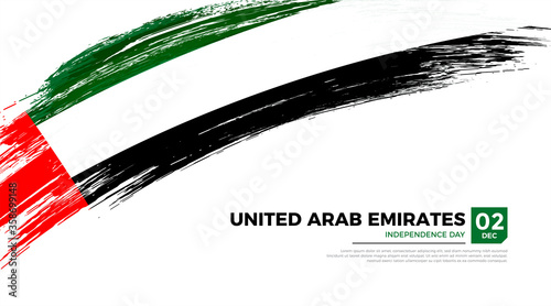 Flag of United Arab Emirates country. Happy Independence day of United Arab Emirates background with grunge brush flag illustration
