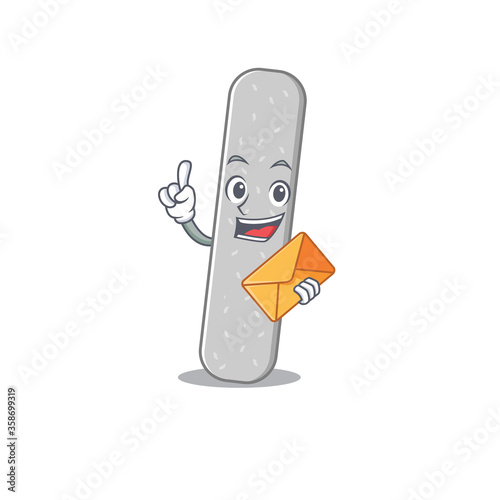 A picture of cheerful emery boards caricature design concept having an envelope