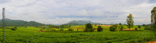 Panorama panoramic view of rural mountains