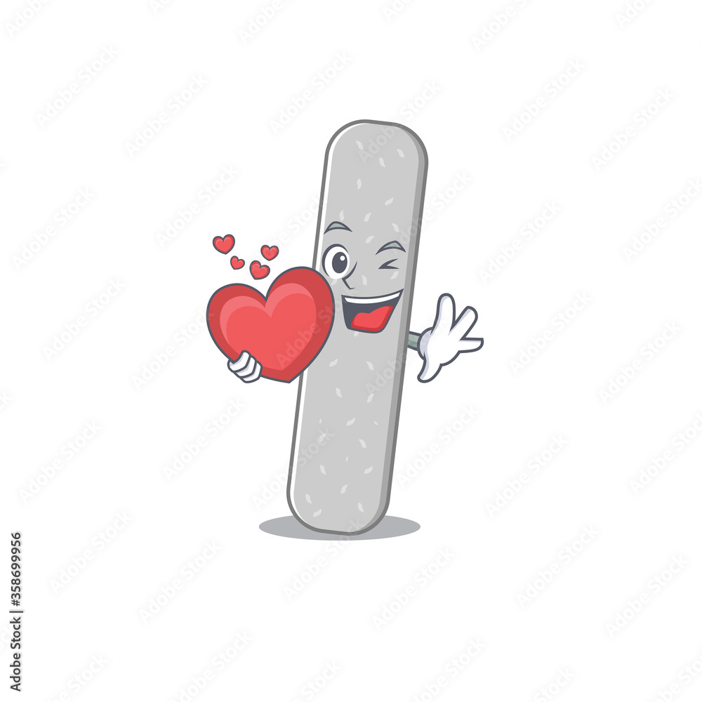 A lovable emery boards caricature design style holding a big heart A lovable emery boards caricature design style holding a big heart
