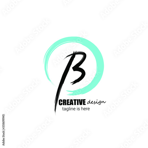 B Initial handwriting logo vector