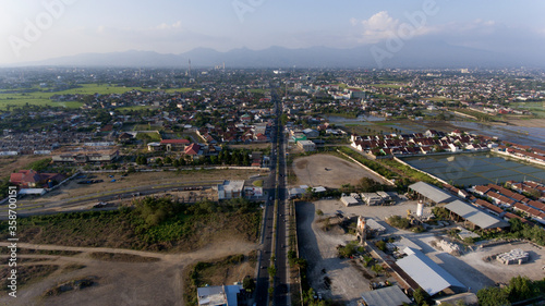 Aerial View Of Mataram City With The Traffic and The Road