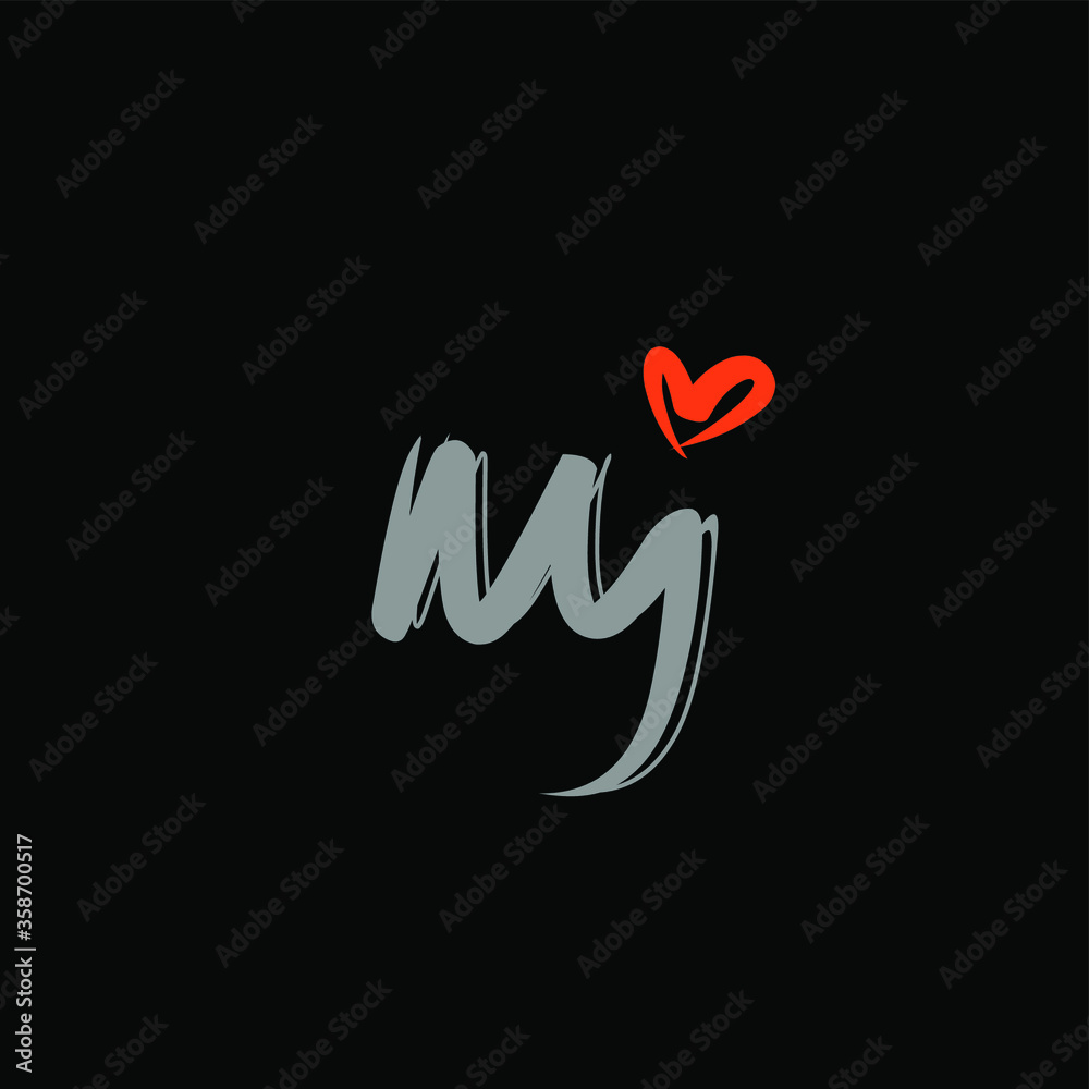 Obraz premium mj Initial handwriting logo vector