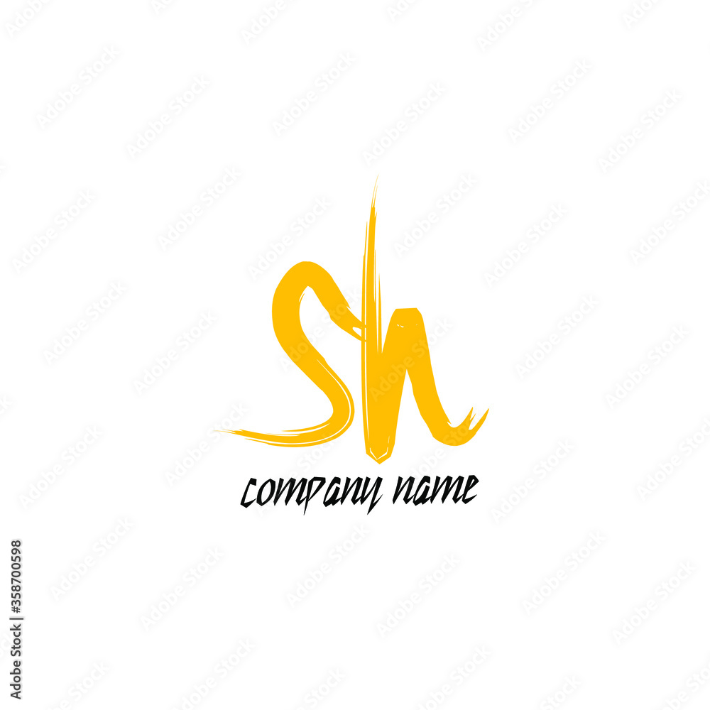 sh Initial handwriting logo vector