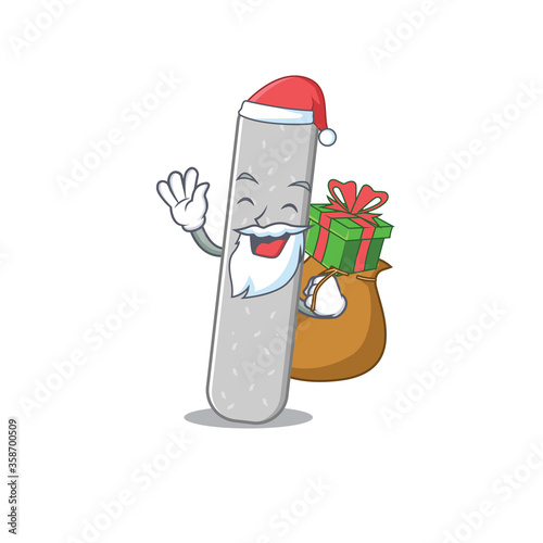 Cartoon design of emery boards Santa having Christmas gift