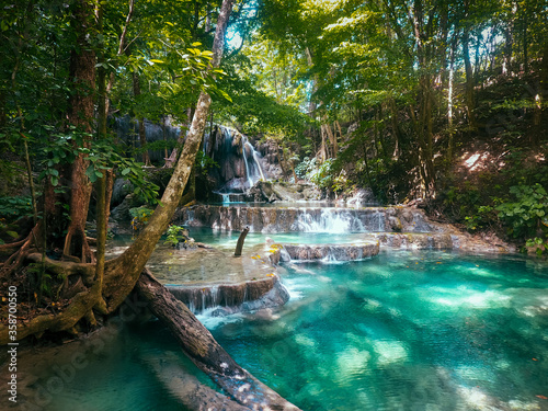 Deep forest waterfall at Mata Jitu Waterfall In Moyo Island, Sumbawa, Indonesia