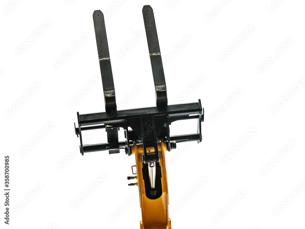 Forklift industrial loader or stacker against sky. Forklift industrial loader or stacker against sky.