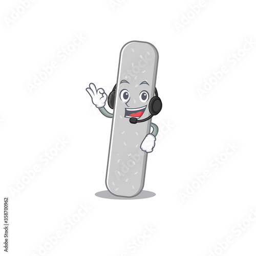 Emery boards caricature character concept wearing headphone