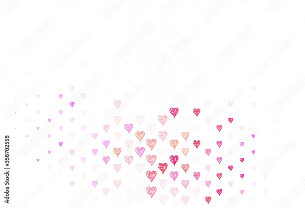 Light Pink, Yellow vector template with doodle hearts. Light Pink, Yellow vector template with doodle hearts.