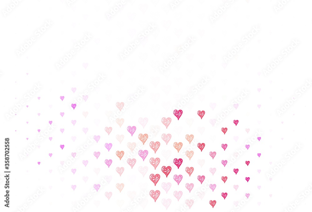 Light Pink, Yellow vector template with doodle hearts.