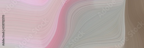 abstract moving designed horizontal header with pastel purple, pastel brown and thistle colors. fluid curved lines with dynamic flowing waves and curves for poster or canvas