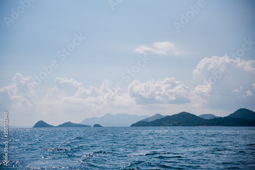 Silhouette of mountains of Coron  Palawan  Phiippines under the overcast afternoon