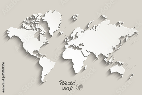 Fototapeta Naklejka Na Ścianę i Meble -  World map paper. Political map of the world on a gray background.