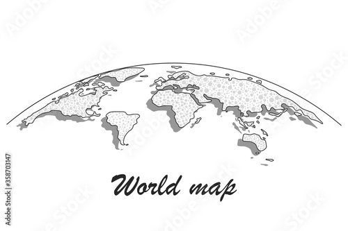 World map paper. Political map of the world on a gray background.
