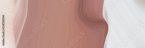 abstract surreal designed horizontal header with rosy brown, light gray and pastel gray colors. fluid curved flowing waves and curves for poster or canvas
