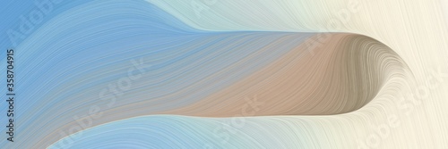 abstract flowing horizontal banner with ash gray  antique white and corn flower blue colors. fluid curved flowing waves and curves for poster or canvas