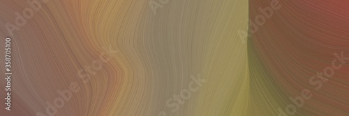 abstract decorative horizontal banner with pastel brown, brown and dark khaki colors. fluid curved flowing waves and curves for poster or canvas