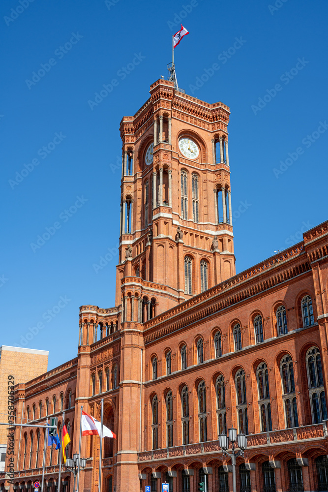 Fototapeta premium The Rotes Rathaus, the town hall of Berlin, Germany, on a sunny day