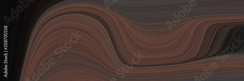 abstract colorful horizontal header with old mauve, black and pastel brown colors. fluid curved flowing waves and curves for poster or canvas