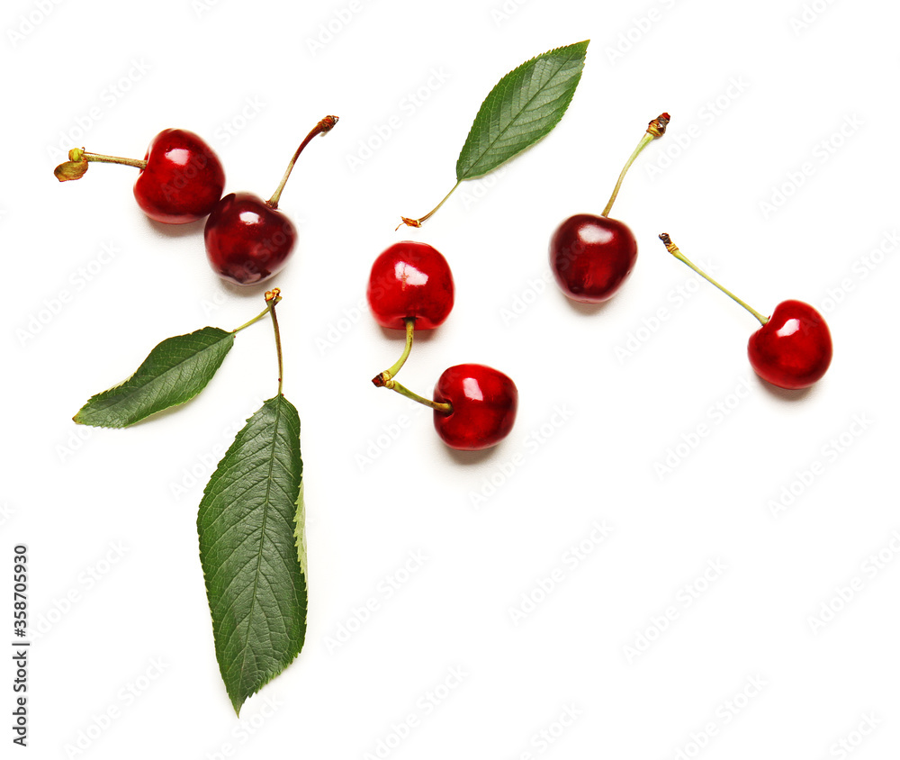 Tasty sweet cherry on white background Tasty sweet cherry on white background
