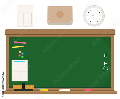 学校の黒板とその周辺アイテムのセット