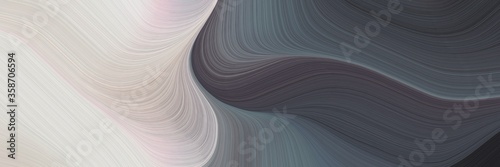 abstract decorative horizontal header with light gray, dark slate gray and light slate gray colors. fluid curved flowing waves and curves for poster or canvas © Eigens