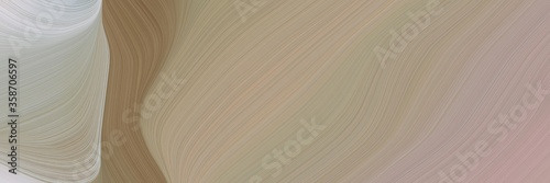 abstract modern designed horizontal banner with rosy brown, pastel gray and pastel brown colors. fluid curved flowing waves and curves for poster or canvas © Eigens