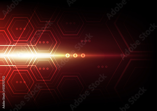 hexagon abstract technology background, digital communication network computer