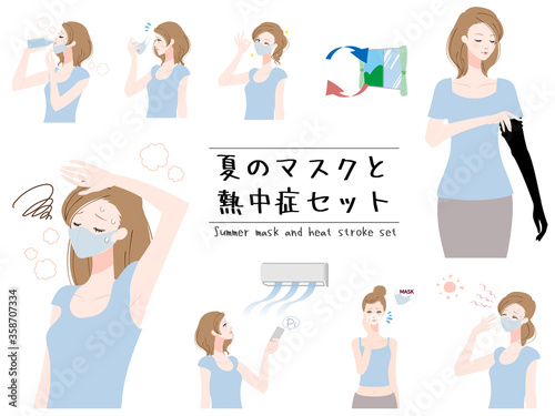 夏のマスク　熱中症　セット