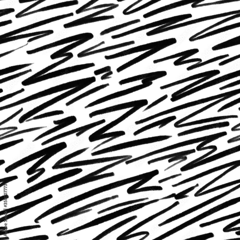 Simple digital drawing seamless pattern with different lines in doodle style. Great basic for print, badge, party invitation, banner, holidays cards, print, paper, design.