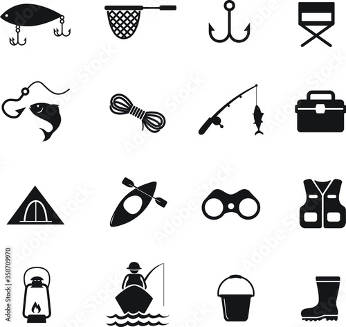 fishing icon set