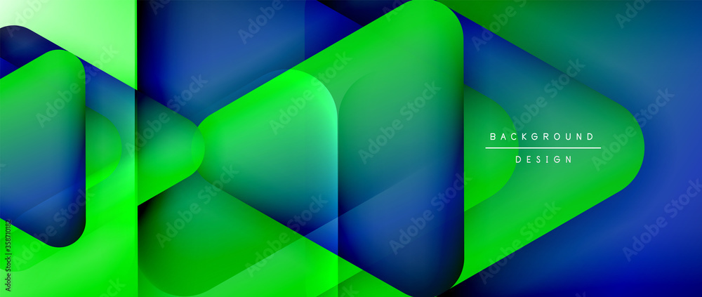 Triangle shapes geometric abstract background. 3D shadow effects and fluid gradients. Modern overlapping forms wallpaper for your text message