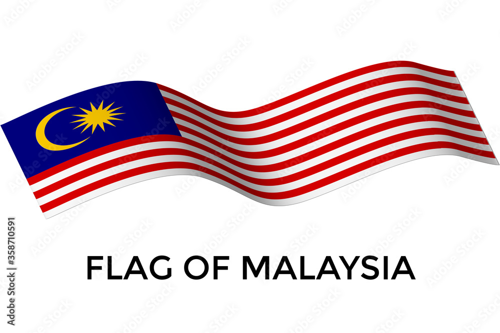 Vector illustration of the flag of Malaysia on white background