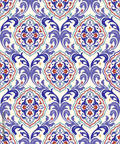 Seamless colorful pattern in turkish style. Vintage decorative elements. Hand drawn background. Islam  Arabic  Indian  ottoman motifs. Perfect for printing on fabric  ceramic tile or paper. Vector.