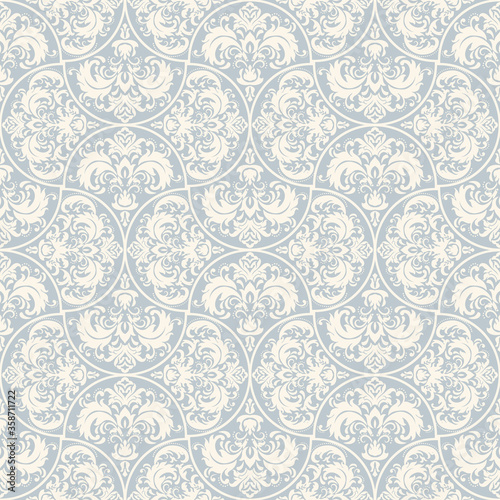 Seamless damask pattern in blue. Seamless victorian wallpaper. Vintage ornament for wallpaper  printing on the packaging paper  textiles