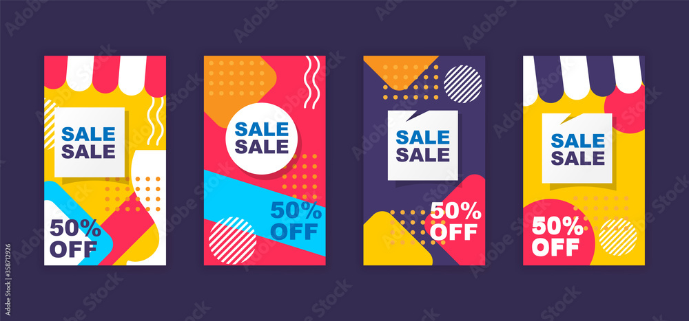 Abstract sale colorful social media stories. - Vector.